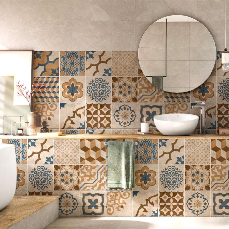 Adesivi Per Piastrelle 24 Pezzi 20x20 Cm – PVC Autoadesivo, Effetto Grana, Per Cucina E Bagno, Impermeabile