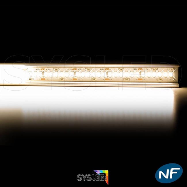 Profilé ruban LED Felita blanc extra plat 1m avec couvercle transparent