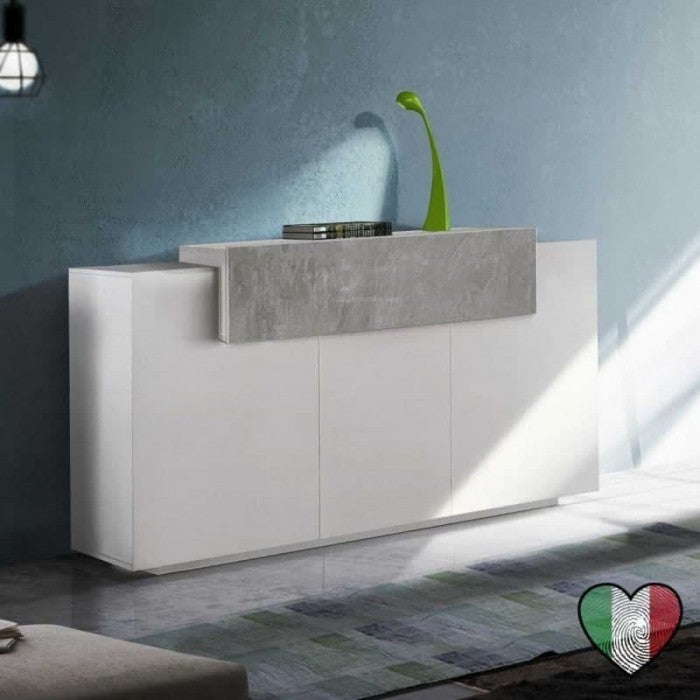 Credenza Bellevue, Madia moderna a 3 ante, Buffet da soggiorno, Mobile  porta TV, Madia per salotto, cm 144x42h80, Cemento