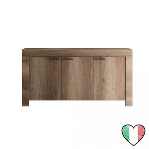 Credenza Buffet soggiorno in Rovere, 2 ante 3 cassetti, 210x83 Made in  Italy - Land