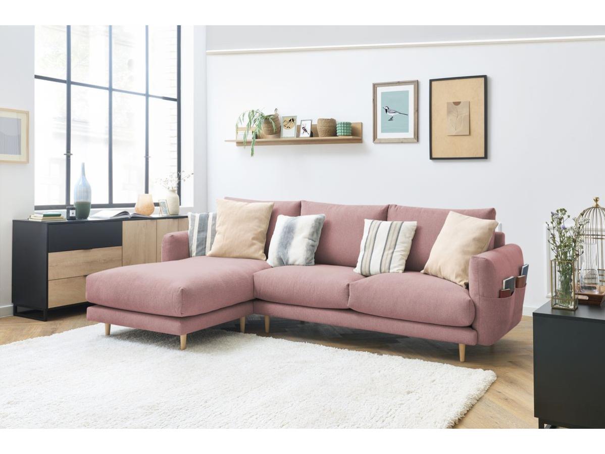 BOBOCHIC Canapé d'angle fixe ZEBULON Rose Leroy Merlin