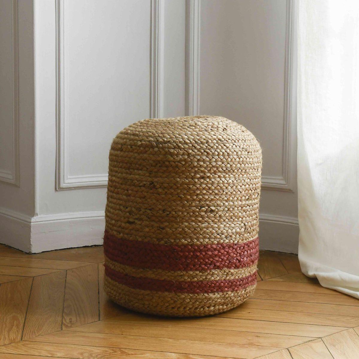 Pouf en jute Beige Jute Leroy Merlin