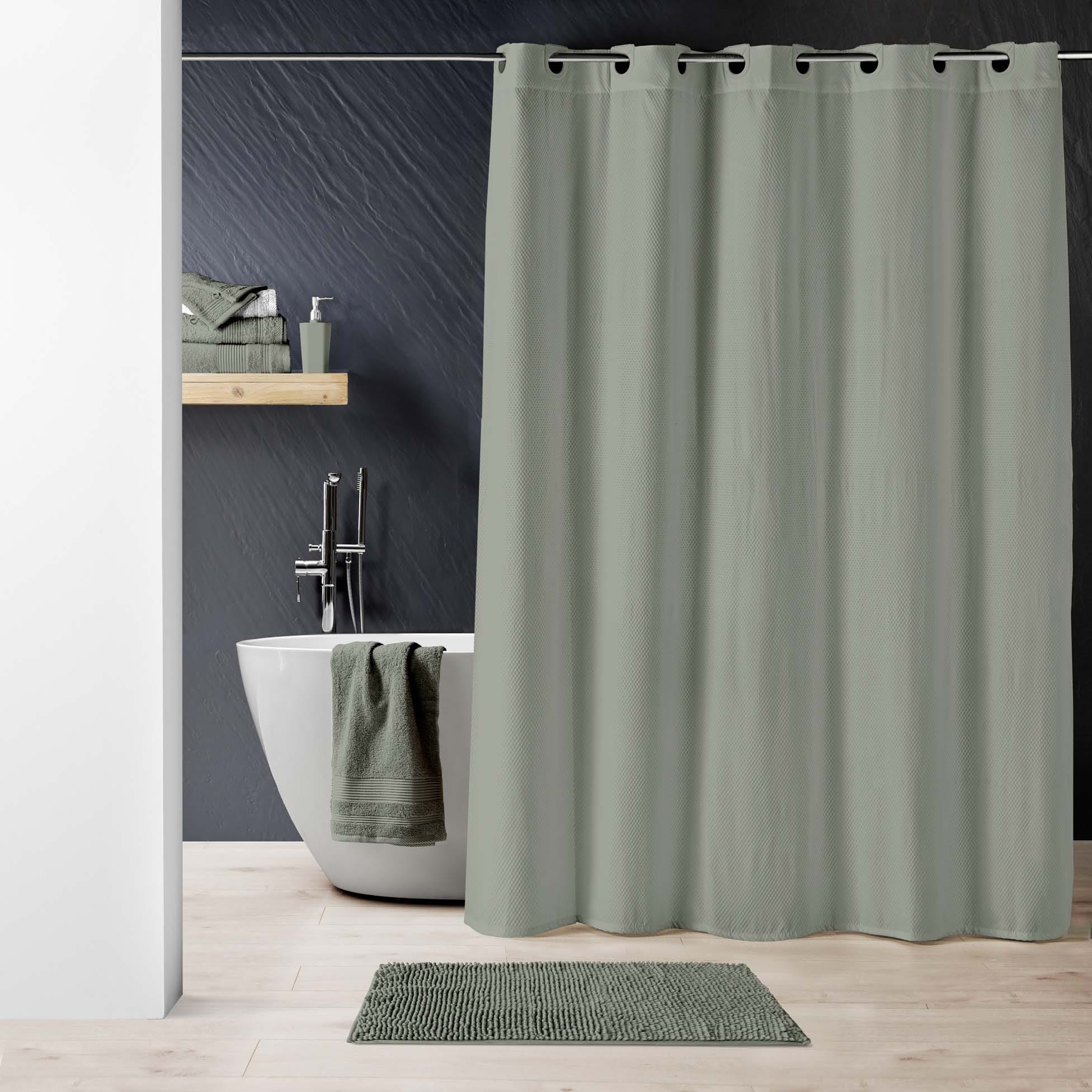 Rideau de douche avec œillets clipsables - Anthracite - 180 x 200