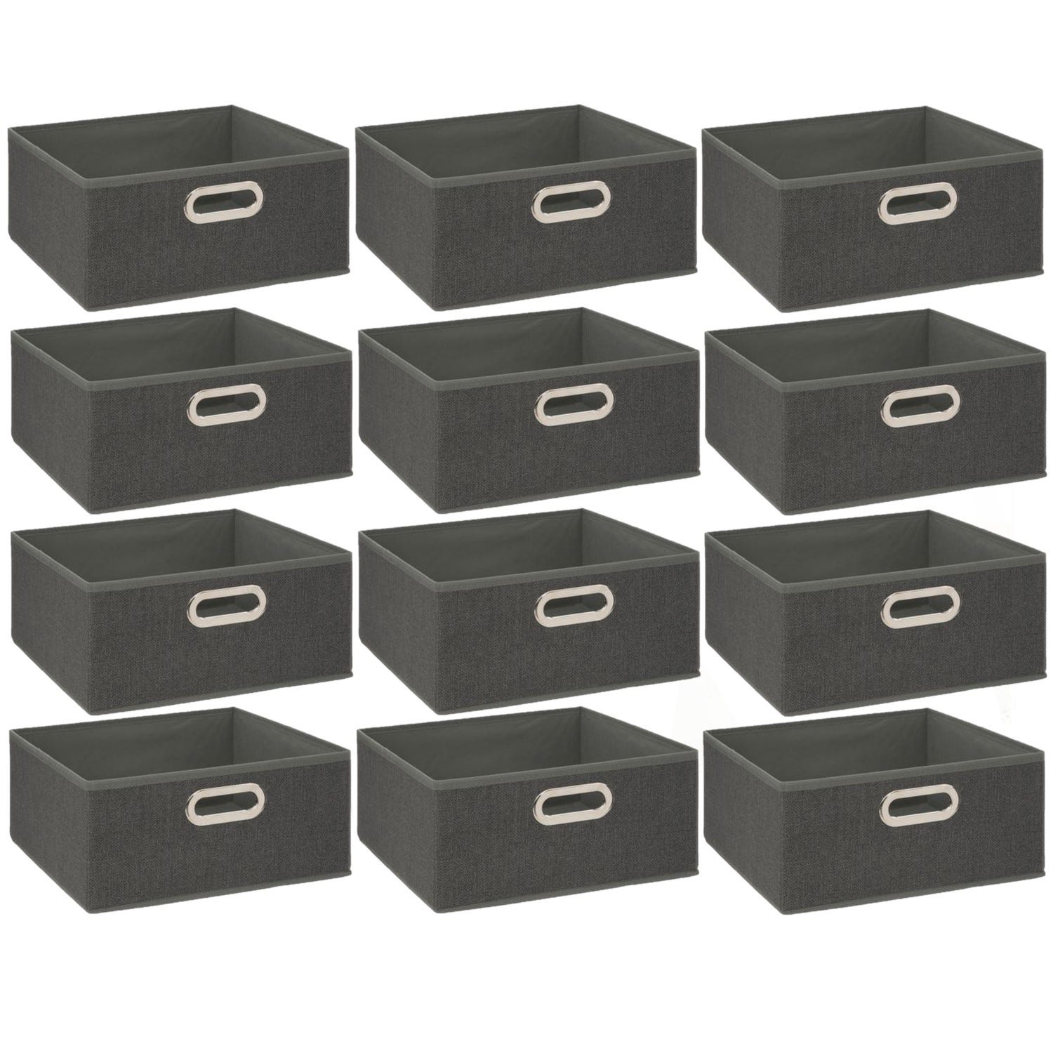 Lot de 2 boites de rangement en carton rigide - FSC 100% - Poignées effet  cuir noir - Imprimé Aromatic Tones - Vert - Dimensions L&S