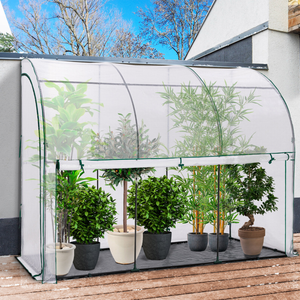 Vente-Unique - Serre de Jardin adossée en polycarbonate de 3,7 m² avec  embase - Vert - CALICE II - Serres en verre - Rue du Commerce