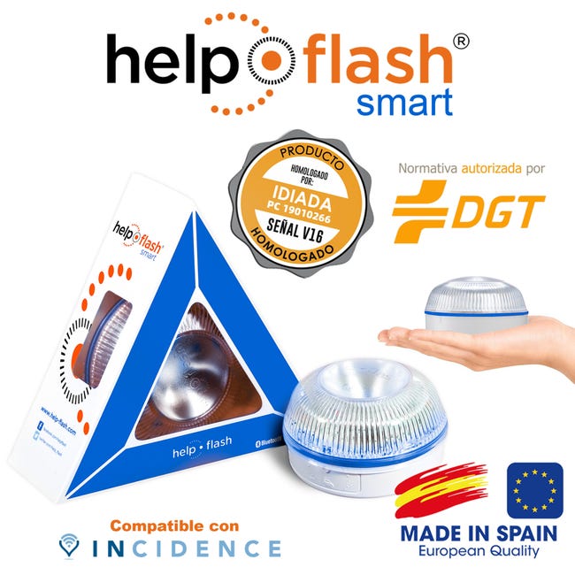 Luz de Emergencia Homologada Autónoma con Geolocalización Bluetooth - Help  Flash Smart 