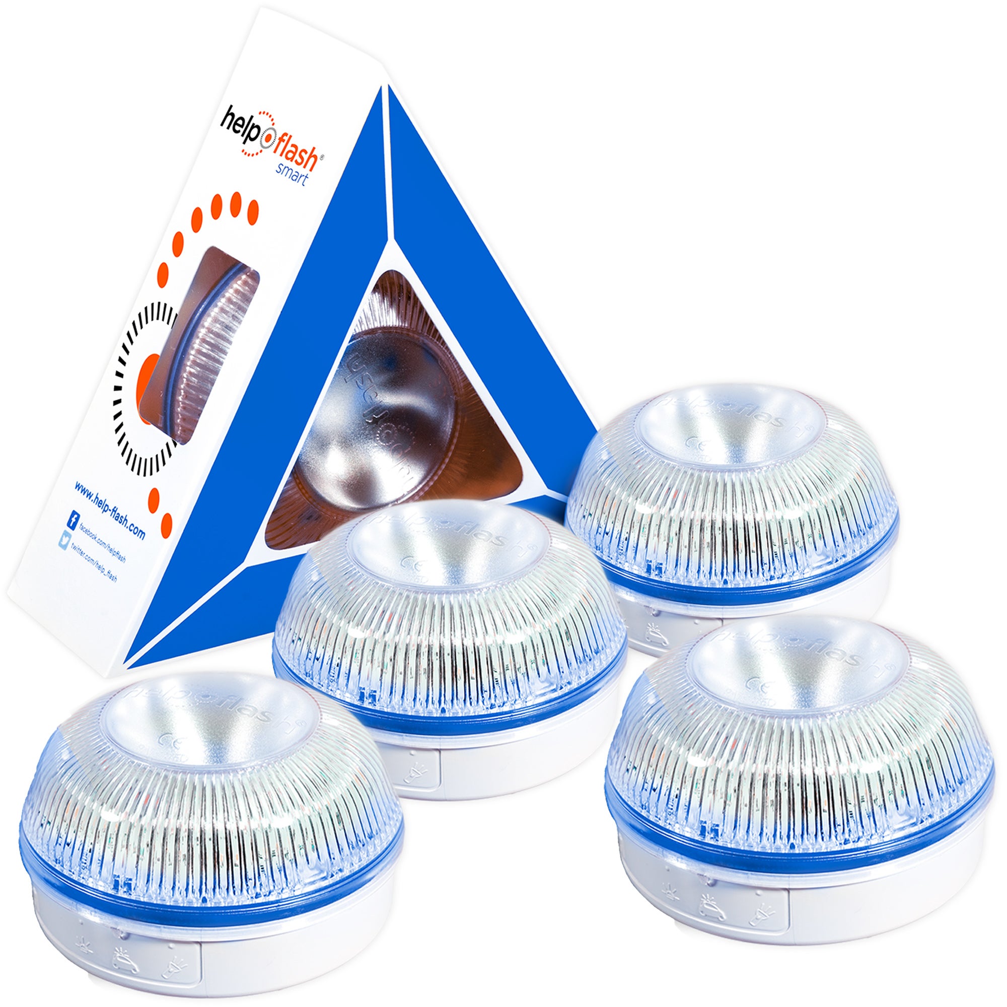 4x HELP FLASH Smart - luz de emergencia AUTÓNOMA, señal v16 de  preseñalización de peligro y linterna, homologada, normativa DGT, V16, con  base imantad