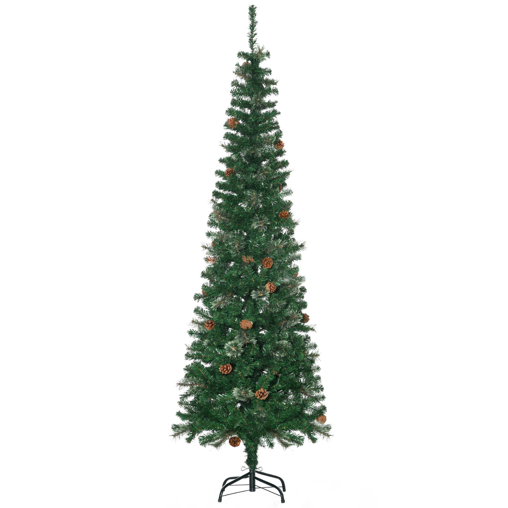 HOMCOM Albero di Natale Alto 195cm Realistico con Pigne Decorative