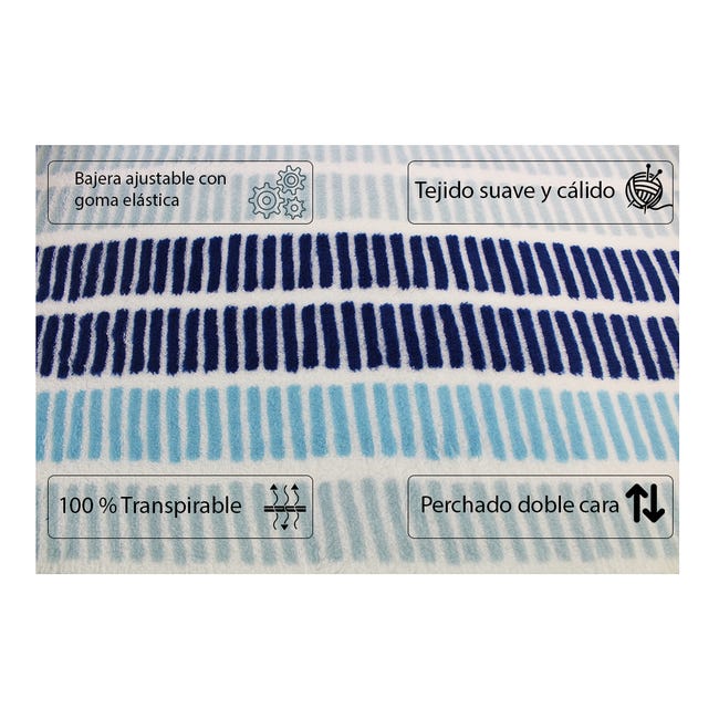 Juego Sábanas de Coralina CAROLE Kira azul - Sábanas Térmicas Abrigadas  Invierno - 90, 105, 135, 150, 180