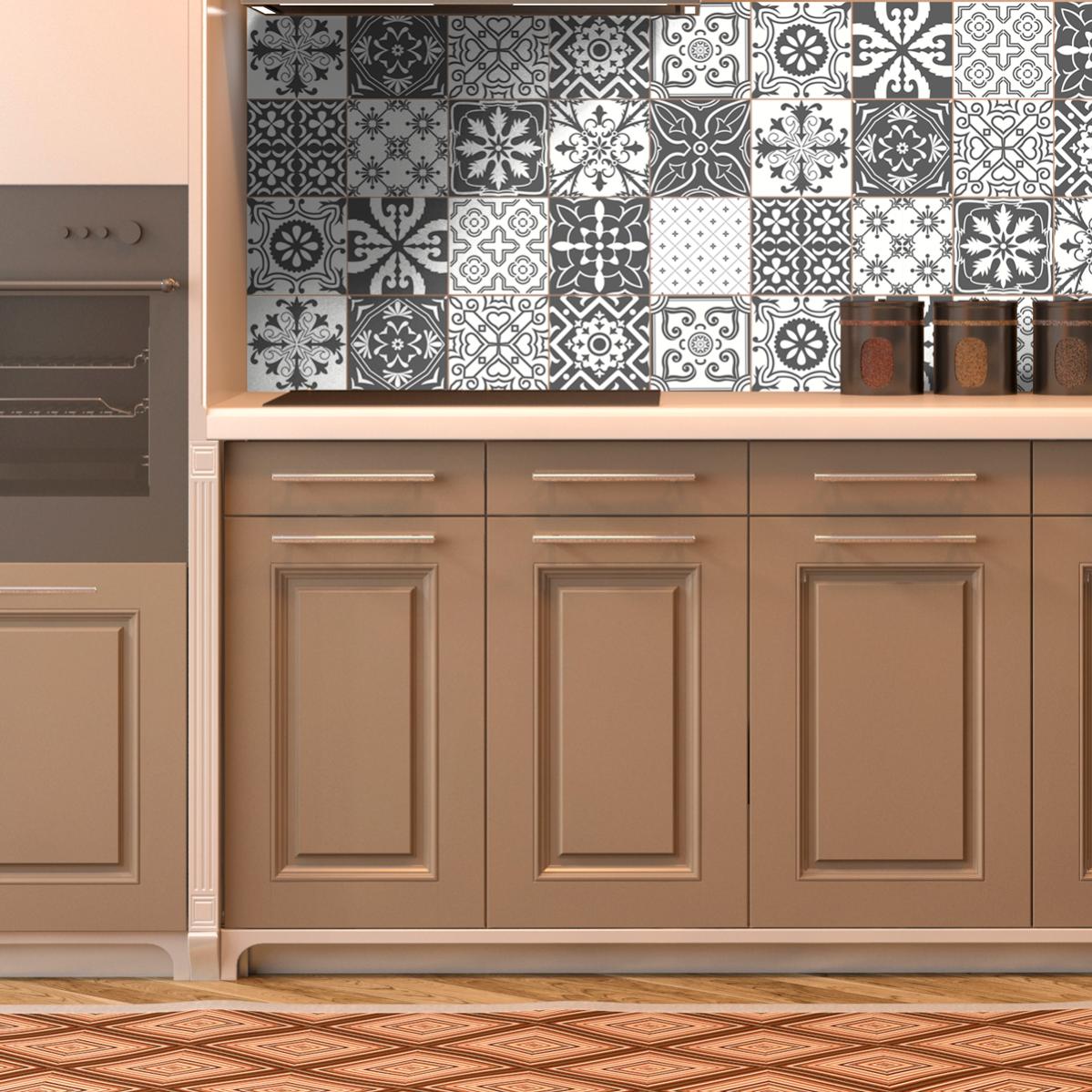 Ambiance-Live 15 Adesivi Per Piastrelle Mosaico – Adesivi Piastrelle Bagno E Cucina – Effetto Mattonella Cemento – 10x10 Cm – Multicolore