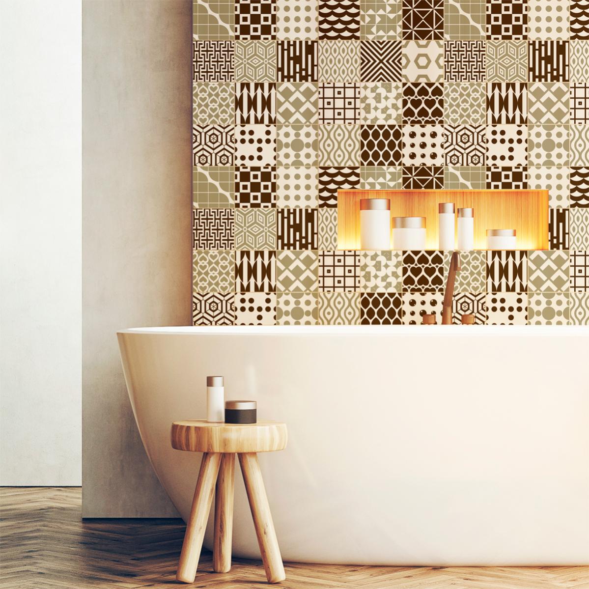 Carrelage Adhésif Mural Hixingo - 15x15 Cm - Lot De 50 Pièces - PVC Résistant à L'eau Et à La Chaleur - Pour Crédence Cuisine, Salle De Bain, Décoration Intérieure