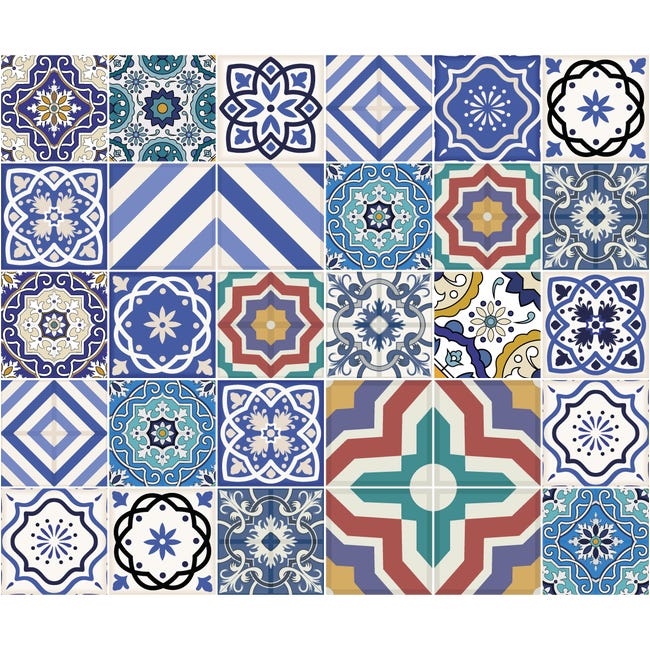 9 Vinilos Azulejos Axena - Adhesivo De Pared - Revestimiento Sticker Mural  Decorativo - 45x45cm-9stickers15x15cm con Ofertas en Carrefour