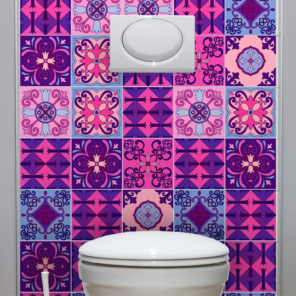 artzy Sticker mural salle de bain fleur et papillon - 88*57cm - Orange à  prix pas cher
