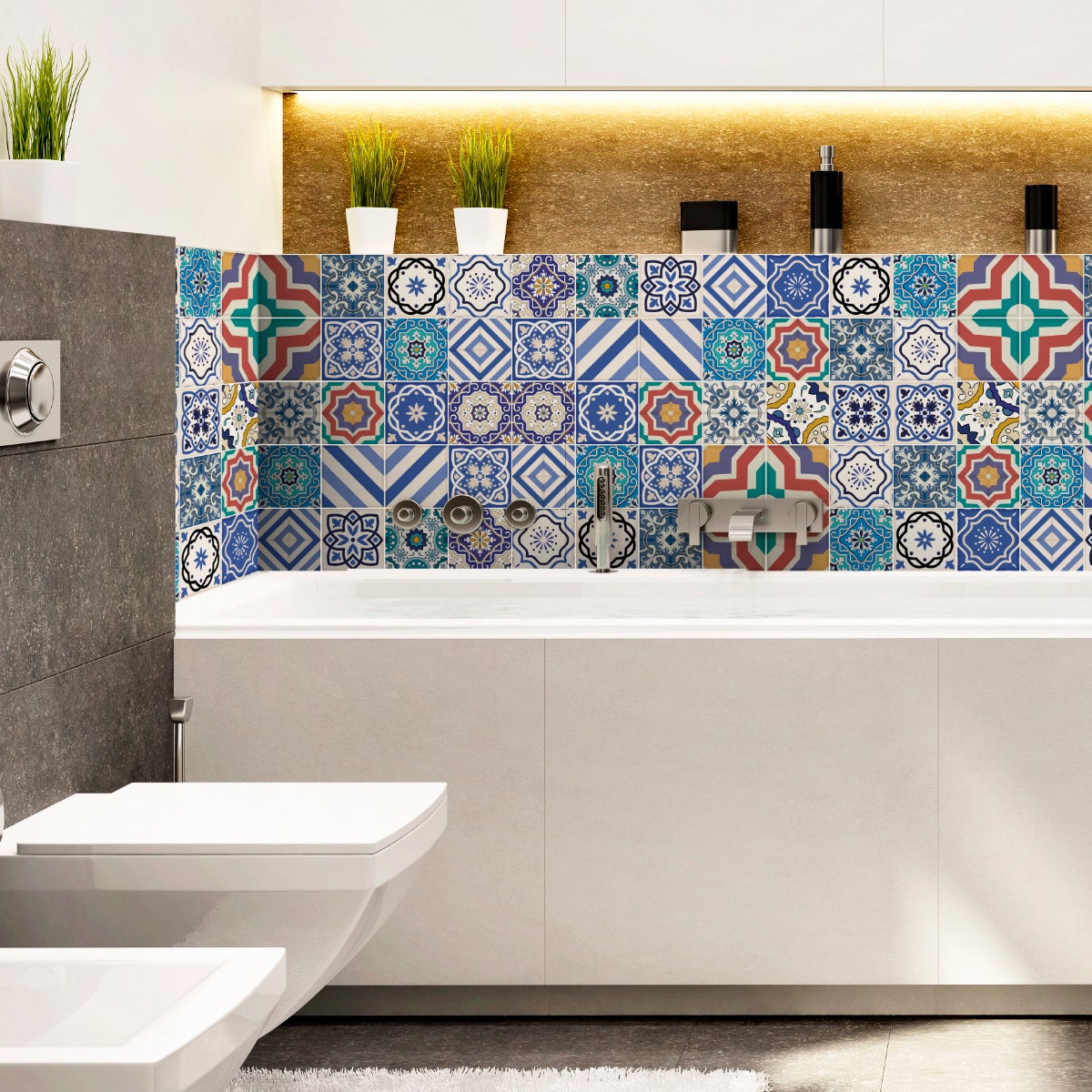 30 vinilo baldosas azulejos Elettra - adhesivo de pared - revestimiento  sticker mural decorativo - 100x120cm-30stickers20x20cm
