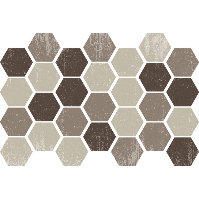 Stickers adhésifs carrelages hexagones - Sticker Autocollant Carreaux de  ciment - Mosaïque carrelage mural salle de bain et cuisine - Carreaux de