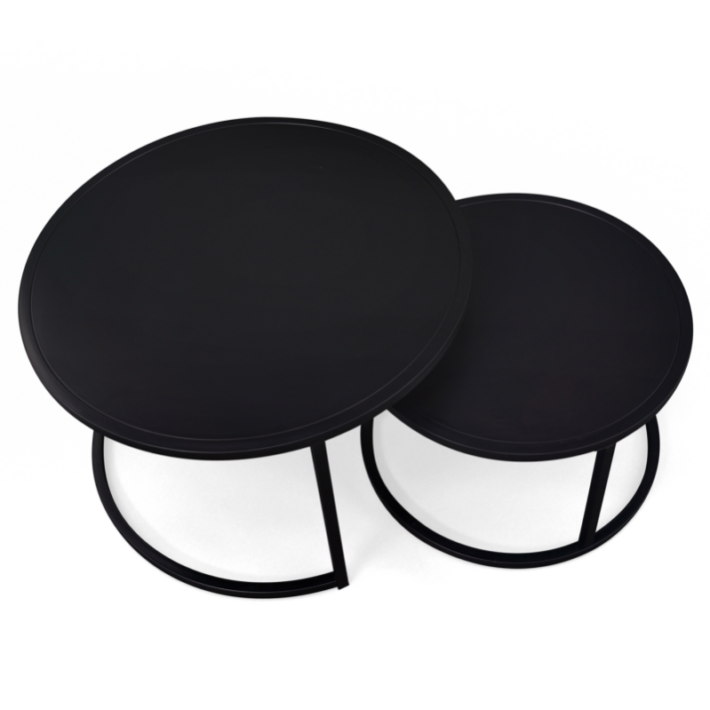 IDMarket Tables Basses Gigognes Davis Rondes 35/40/45cm - Métal Noir Design Industriel - Lot De 3