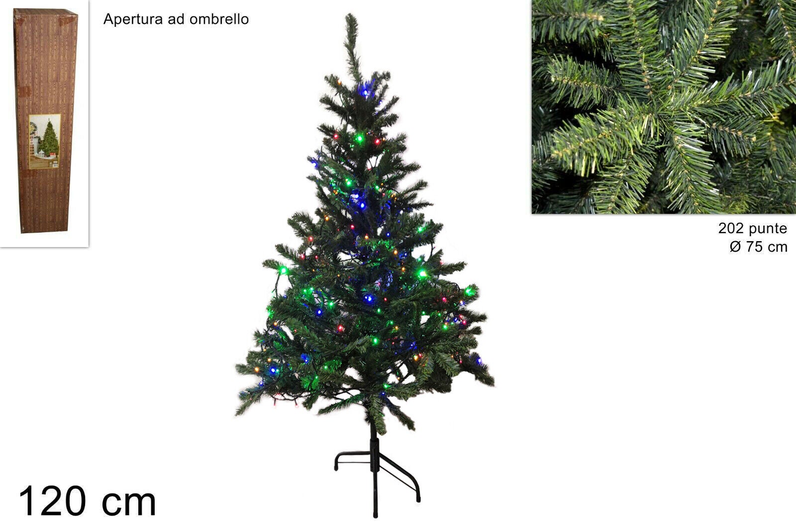 ALBERO DI NATALE CON PUNTE PINO IMPERATORE 120cm CON 202 PUNTE 6474