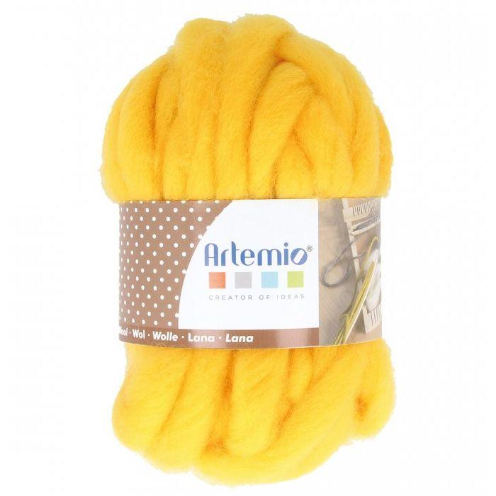 Gomitolo di lana spessa 10 m - 70 g - giallo ocra
