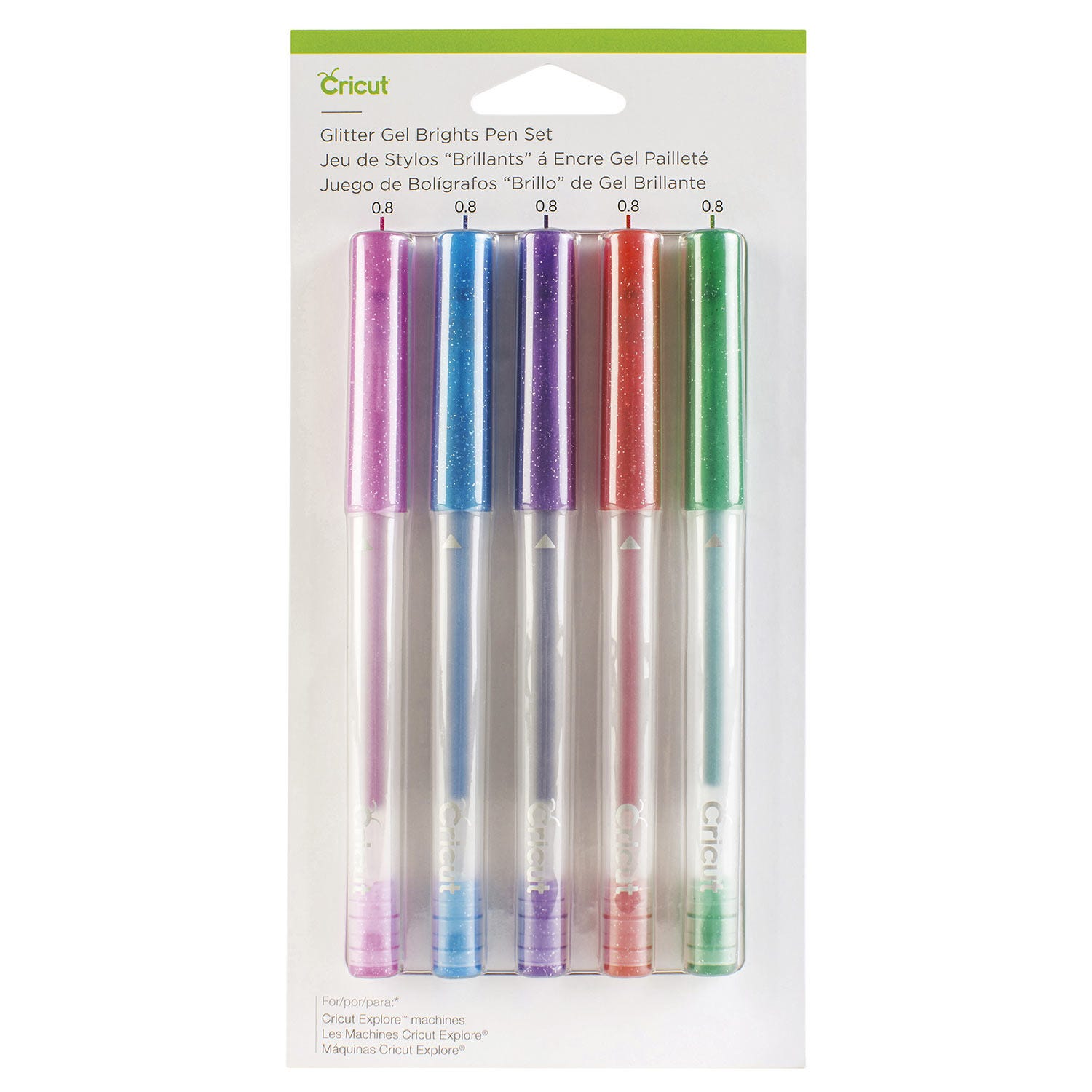 5 penne gel glitterate colorate da 0,8 mm - Cricut