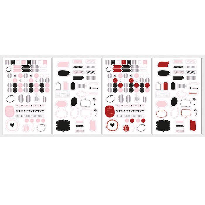 Adesivi per Bullet journal - bianco, rosso, nero