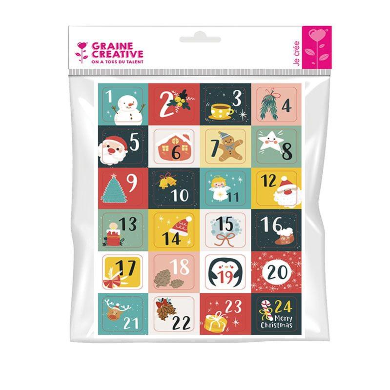 85 Autocollants Numérotés Pour Calendrier De L'Avent - Chiffres 1 à 24 & 25 Avec Motifs Noël - Flocons De Neige Inclus
