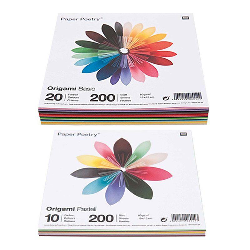 400 fogli per origami Basic + Pastello 15 x 15 cm