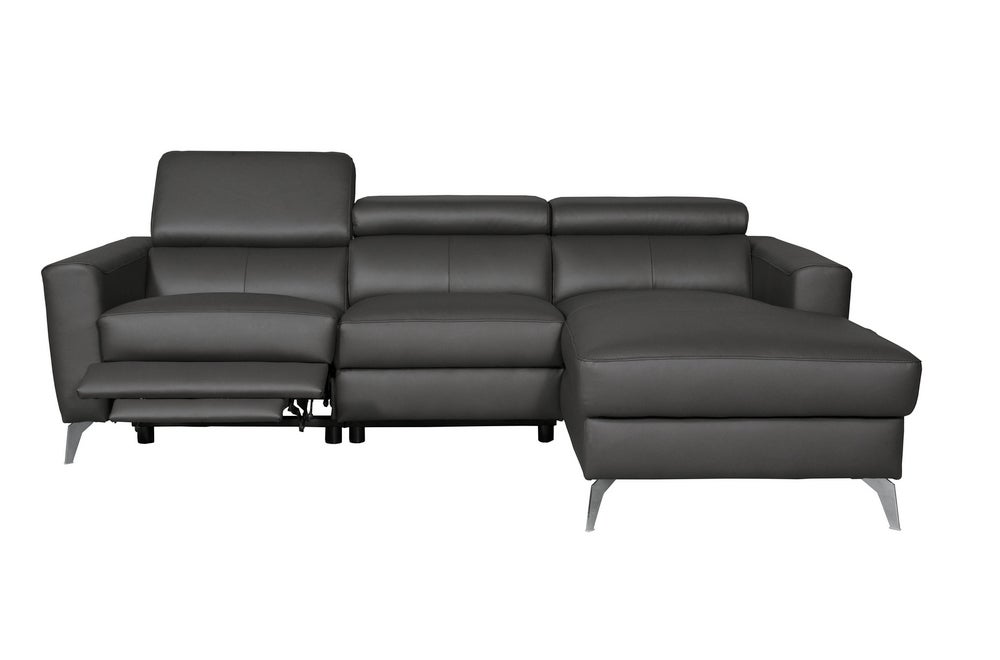 Canapé d'angle relax en cuir de luxe italien avec relax électrique, 5  places bertoni, noir, angle gauche - Mobilier Privé