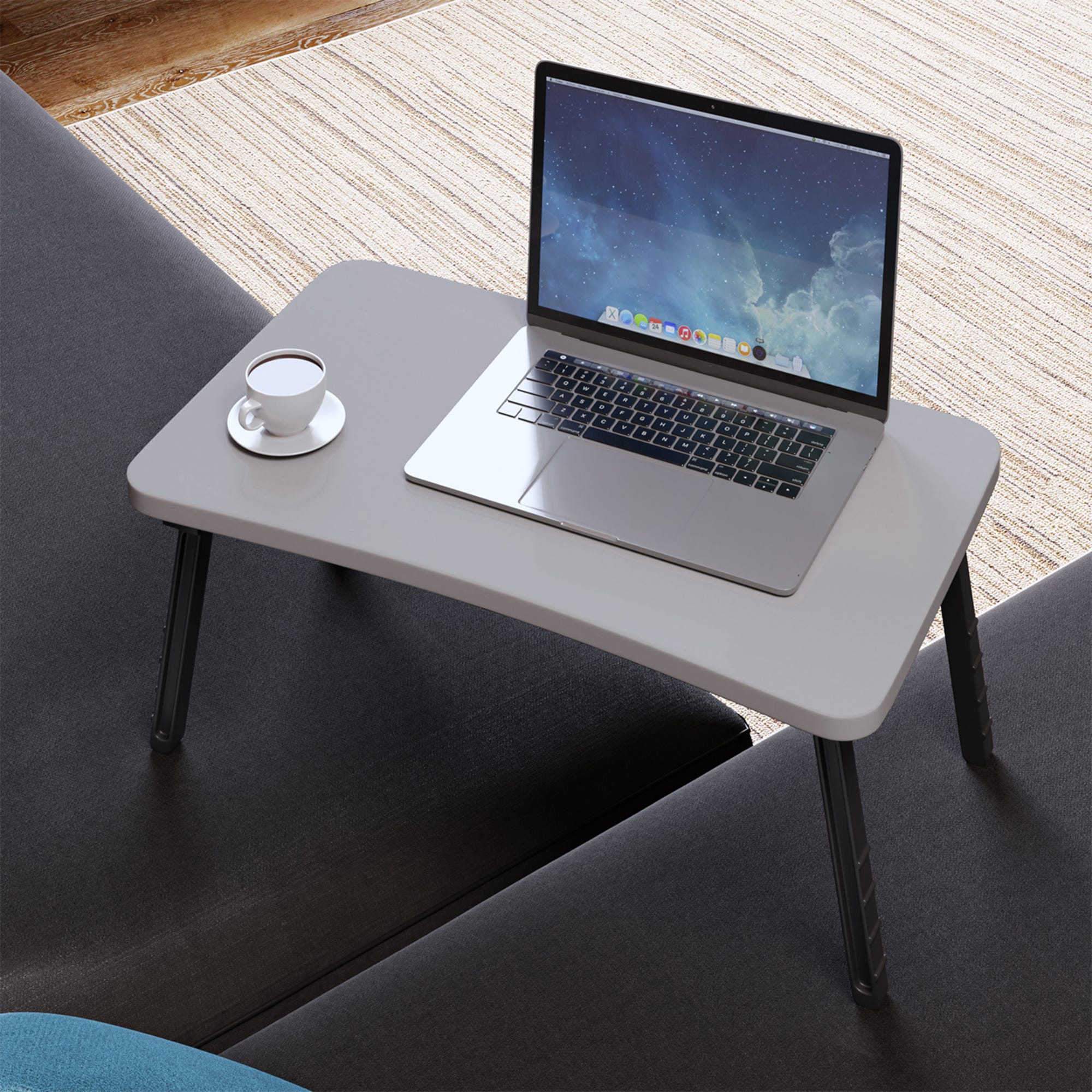Acomoda Textil – Mesa Laptop Plegable y Ajustable para Ordenador Portátil  en Sofá y Cama. Bandeja Auxiliar Regulable con Ventilación 52x30x24/32 cm.