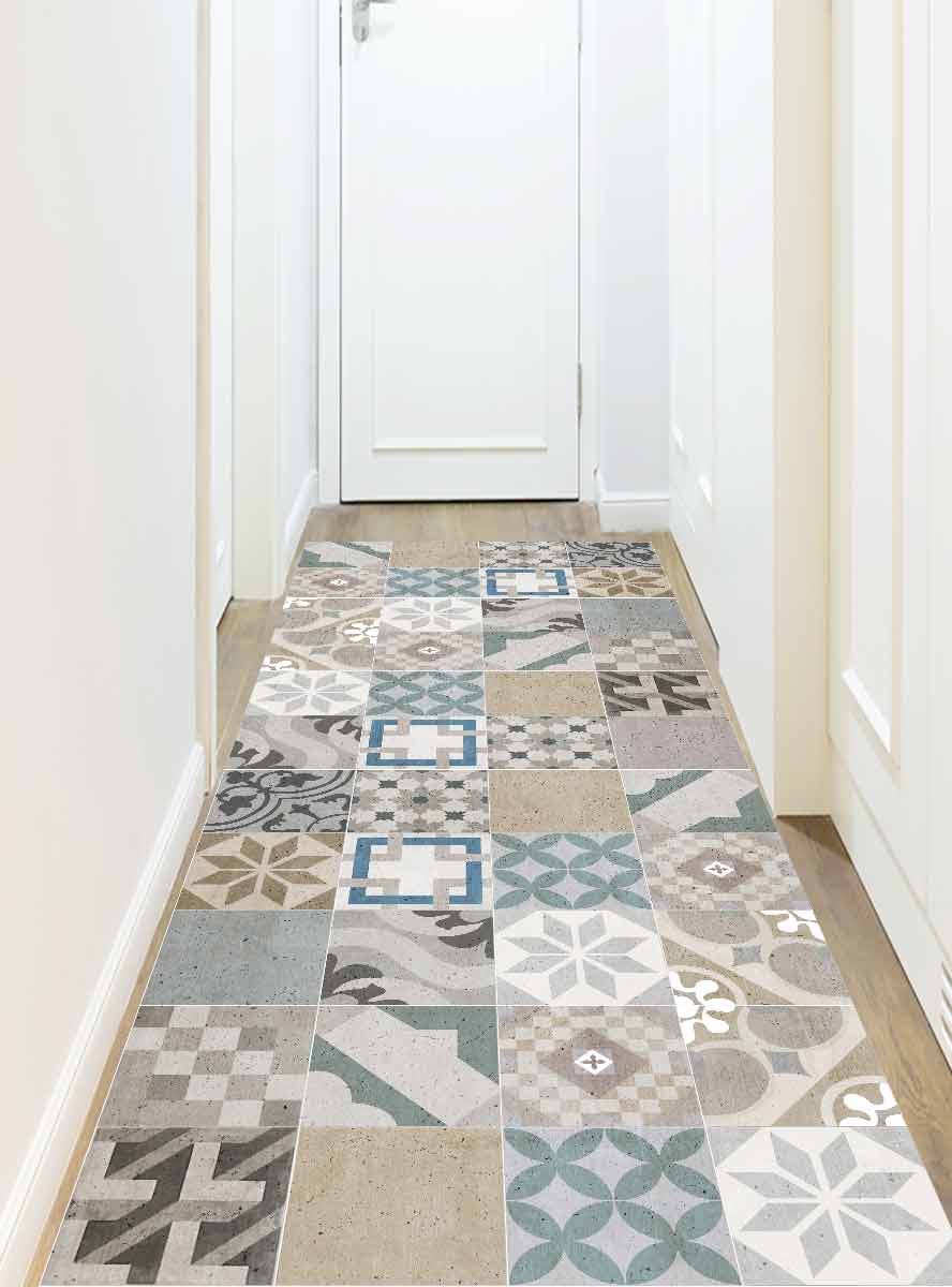 Alfombra de vinilo azulejos vintage 1 66x250