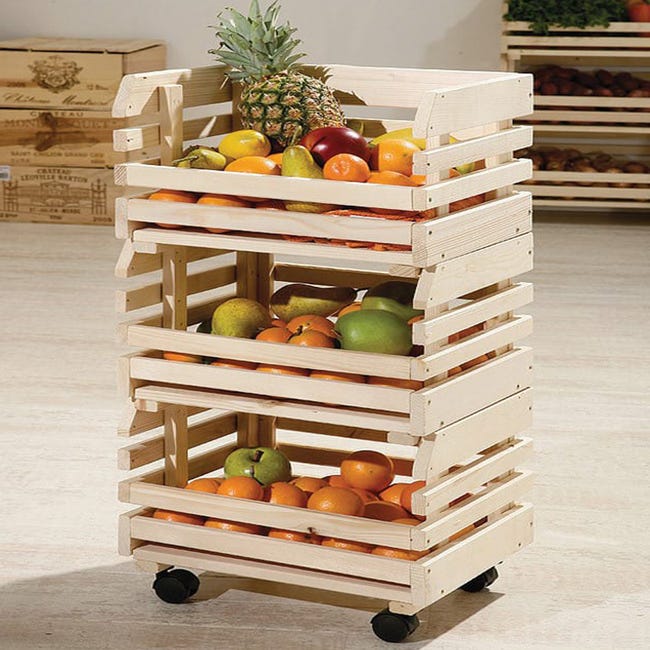 Cagettes sur roulettes - Meuble de rangement fruits & légumes - ON RANGE  TOUT