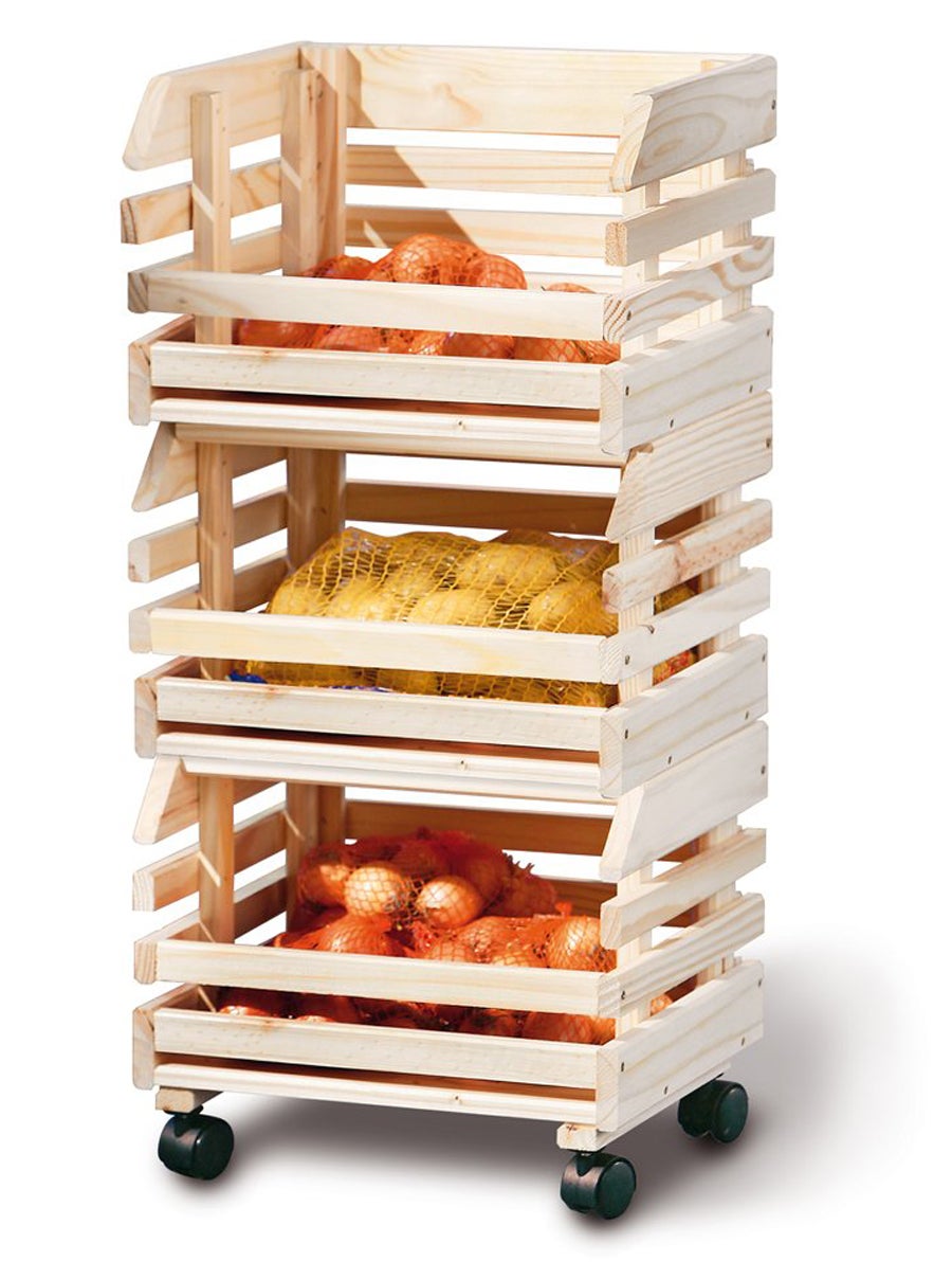 Generic Mini Porte-panier à 2 niveaux en métal, étagère de rangement fruits  et légumes, poignée en bois à prix pas cher