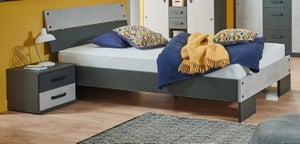 Lit Enfant 140x200 Cm Avec Barrières - Style Montessori Au Sol - Pin Gris - Compartiments Rangement - Sans Matelas