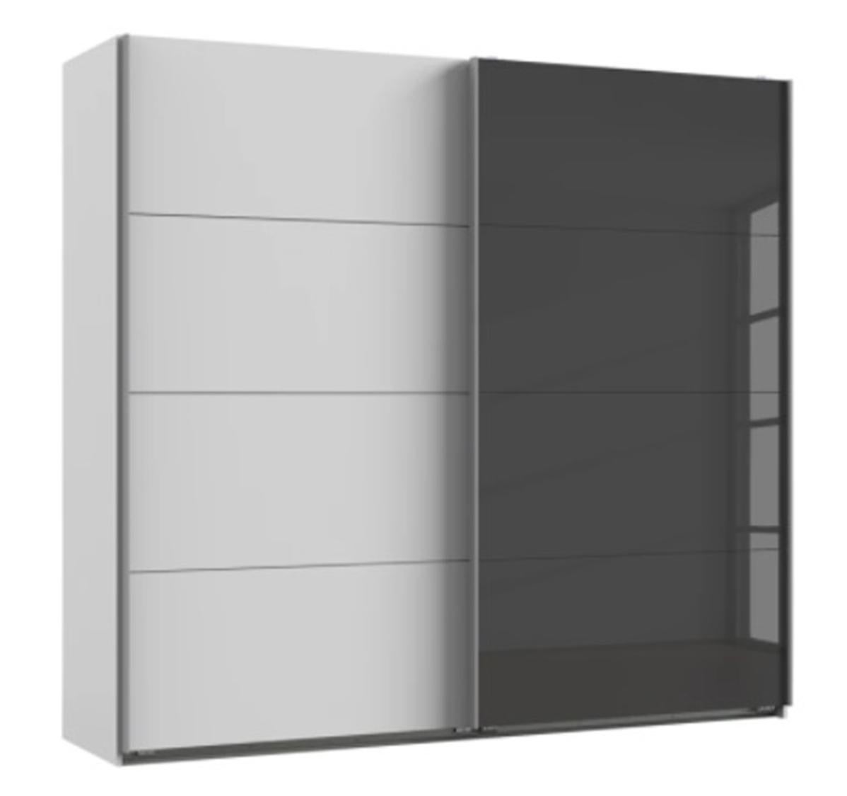 Armoire à portes coulissantes coloris blanc, rechampis graphite