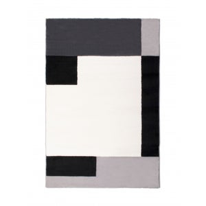 Tapis Rocco 100x150cm Motif Géométrique Noir et Blanc