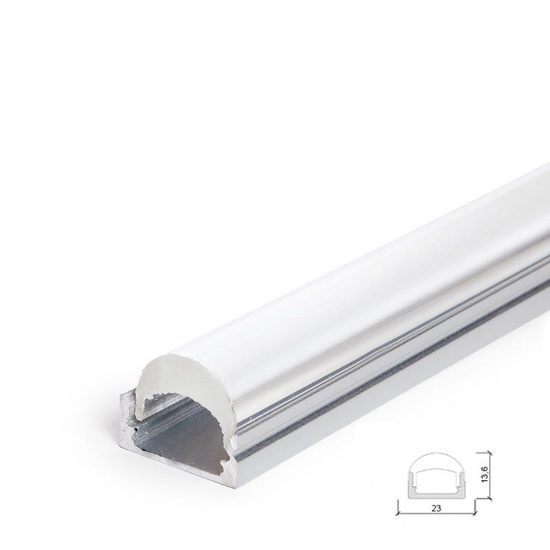 Profilo 1mt esterno alluminio grigio con kit diffusore per strip led max  11mm - 4C15