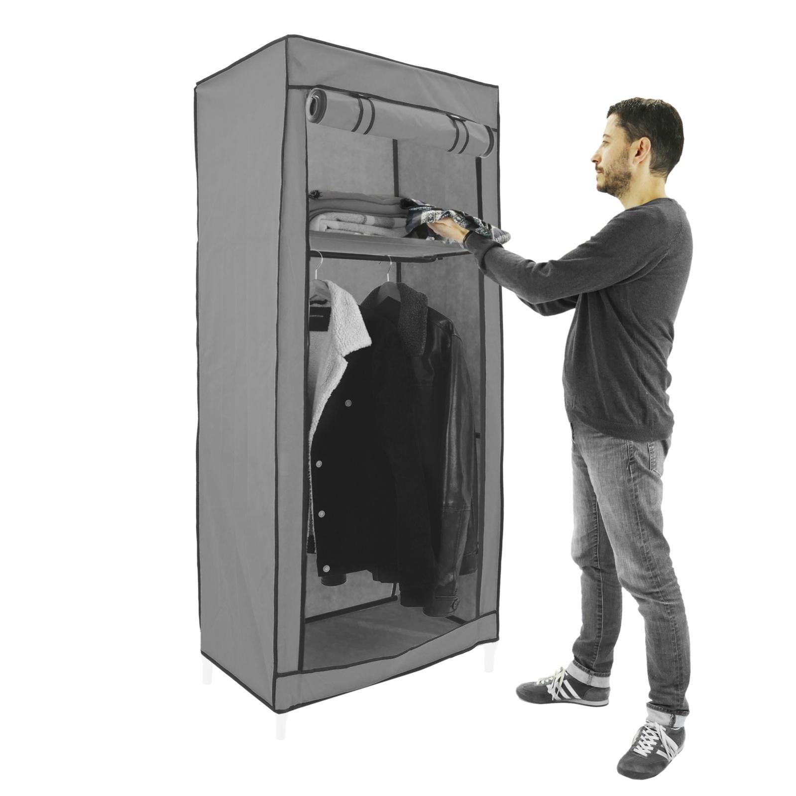 Armario ropero portátil tela gris con puerta enrollable | Leroy Merlin