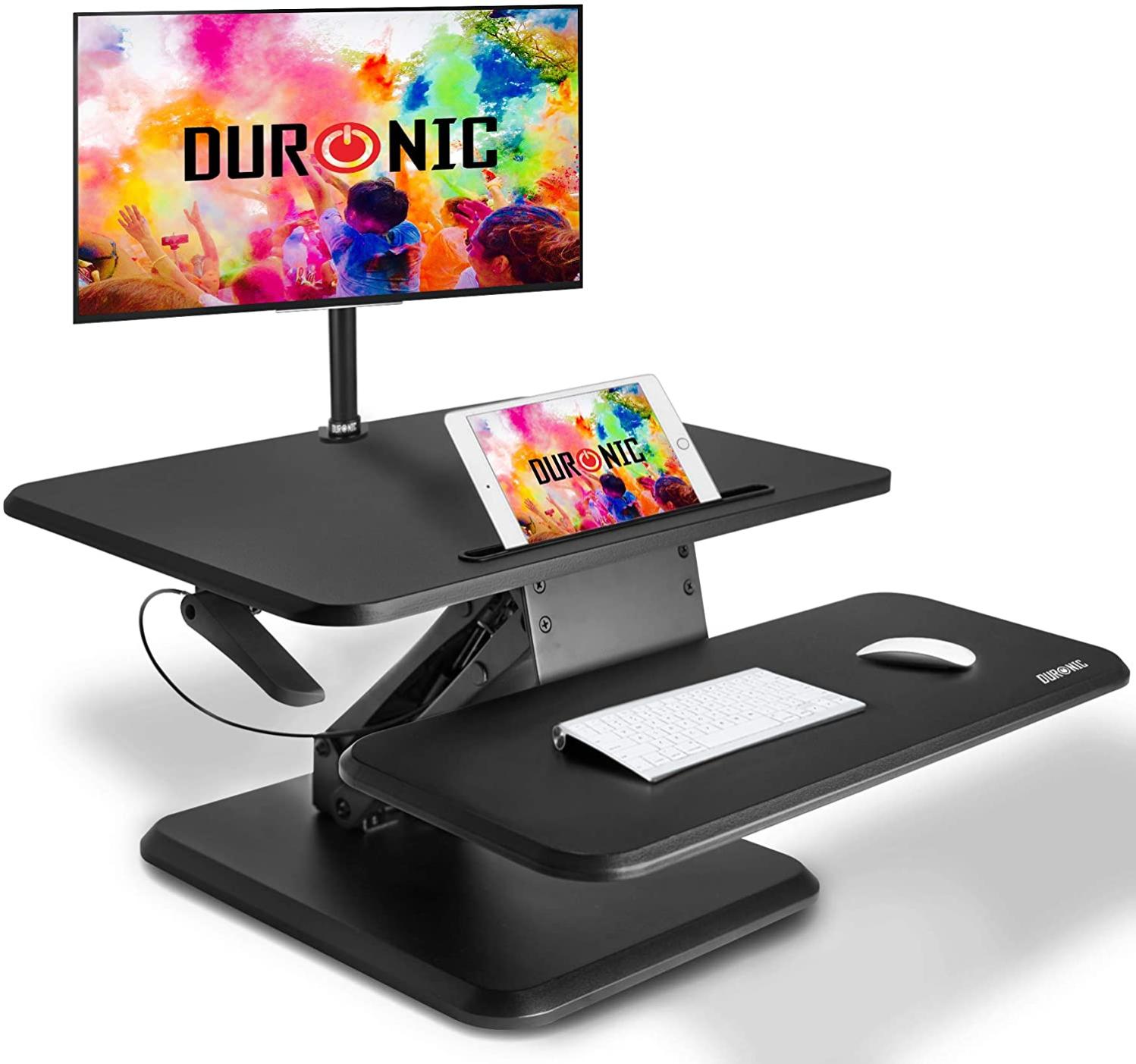 Duronic DM05D18 Postazione Di Lavoro Regolabile Da 15 A 42 Cm – Piattaforma 55x53 Cm Per Scrivania – Supporto Per Monitor, Laptop, Tastiera - 5