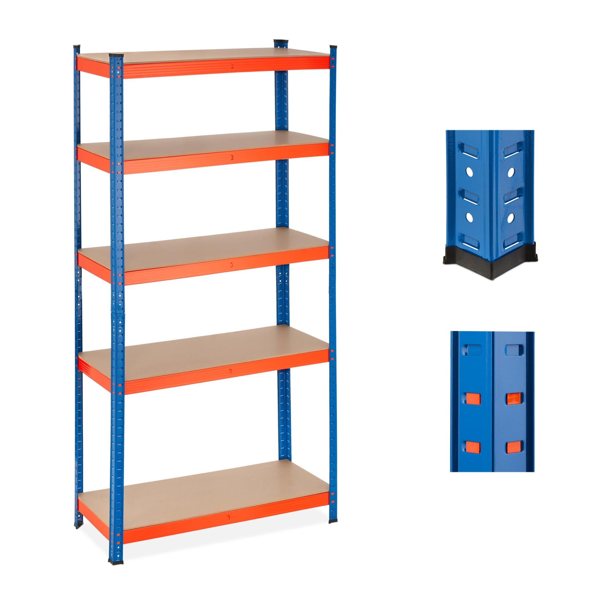 Scaffale In Acciaio Relaxdays 5 Ripiani – 180x70x45 Cm, Portata 500 Kg, Regolabile E Divisibile, Per Garage, Cantina E Officina – Montaggio Facile E Antigraffio