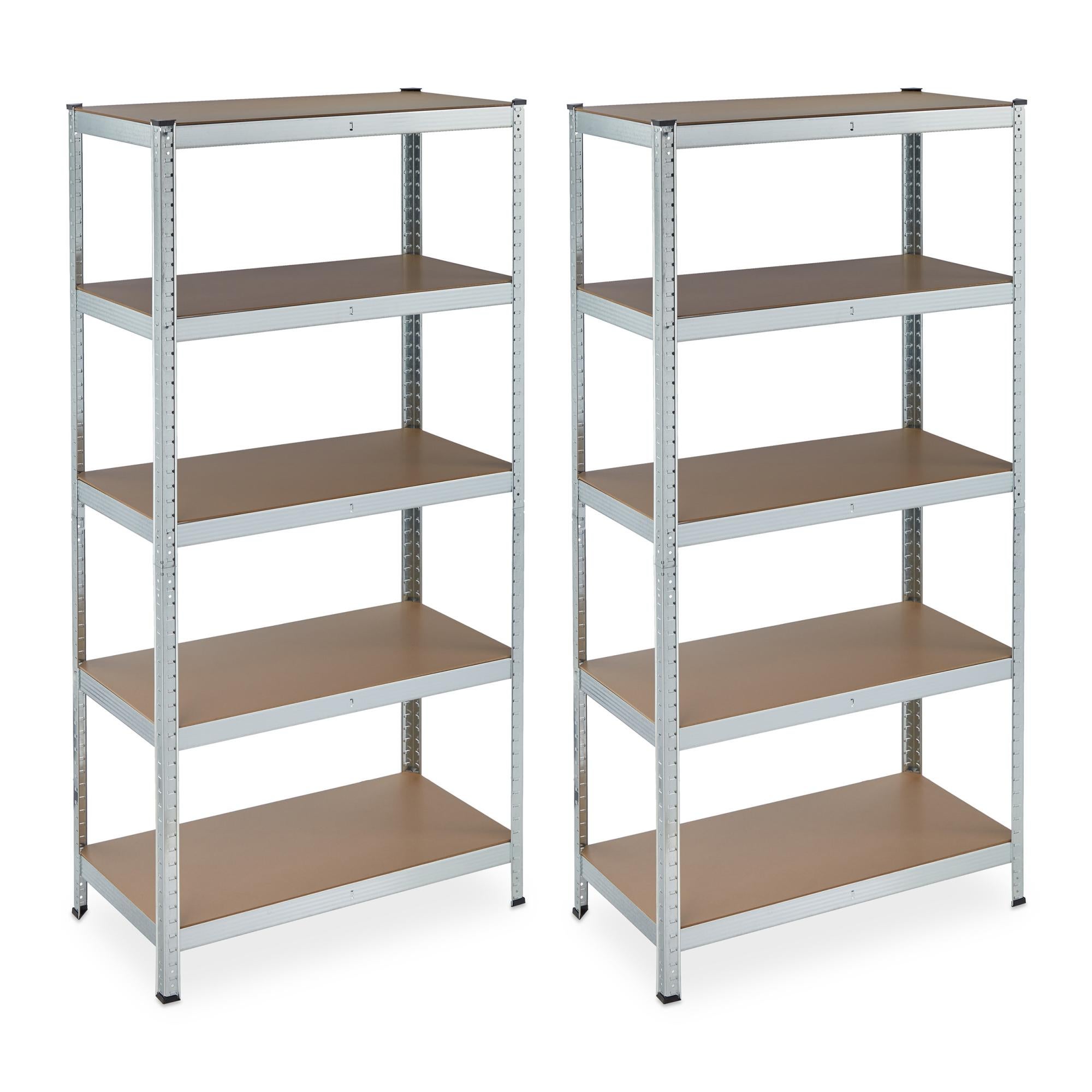 Étagère Charge Lourde Galvanisée En Lot De 2, Capacité 875 Kg 150x75x30 Cm 5 Niveaux A Clipser Acier Cave Argente 90744815