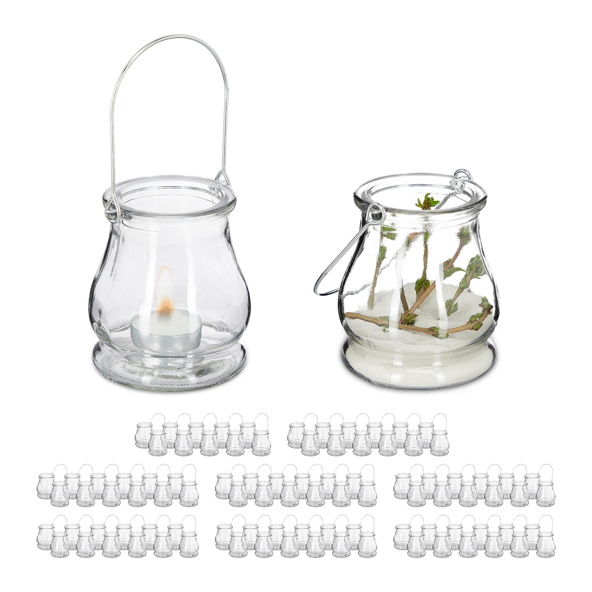 Set di 10 portacandele in vetro (diametro 4,5 cm x altezza 6
