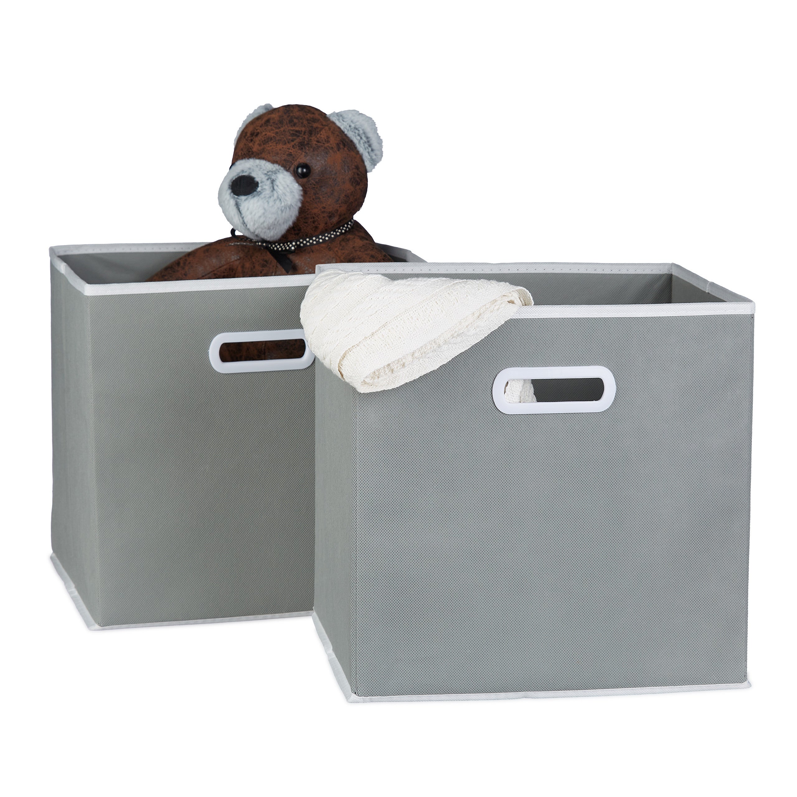 Boîte de rangement pliable, lot de 8, en tissu, caisses ouvertes, avec  poignées, HxlxP 30 x 30 x 30 cm, organiseur, gris