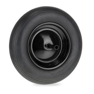 Roue de brouette Ø 350x80 mm / 3.50-8, noire, pneu avec jante en acier, en  caoutchouc solide PU avec essieu