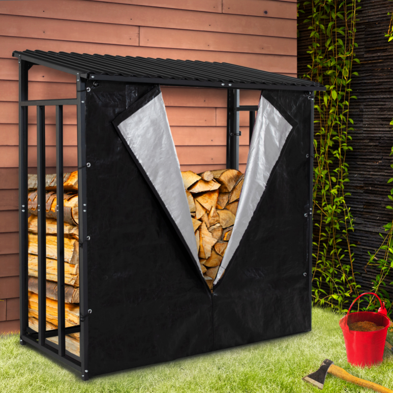 QUICK STAR - Rangement à Bois Métal 272x95cm Avec Housse | Stockage 1,5m³ De Bûches | Pour Jardin Et Terrasse