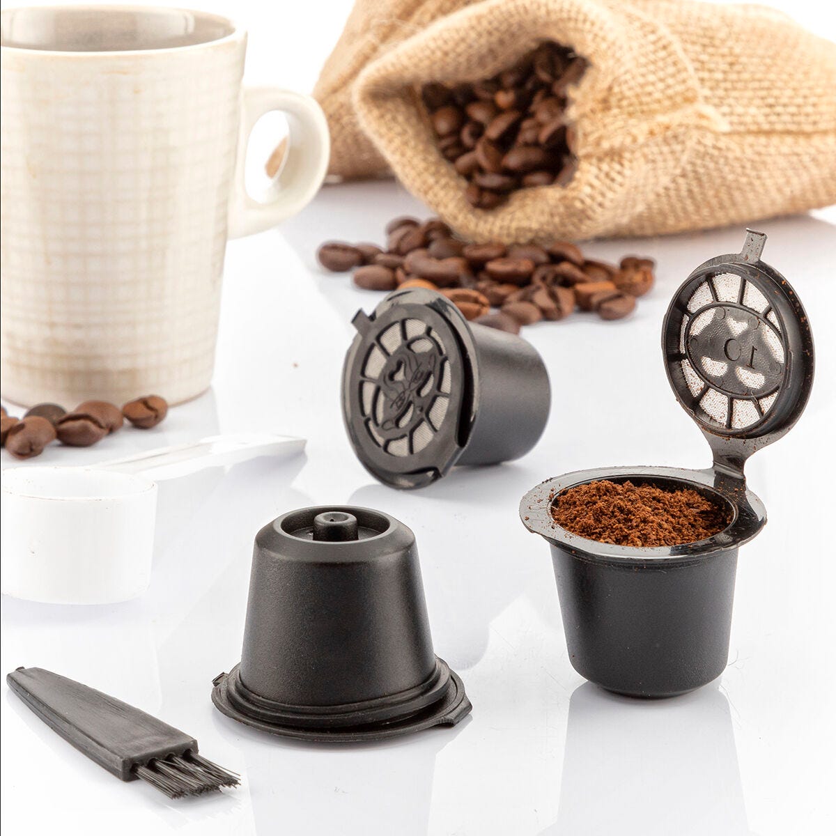 Cápsulas reutilizables de café Nespresso, 6 piezas, reutilizables