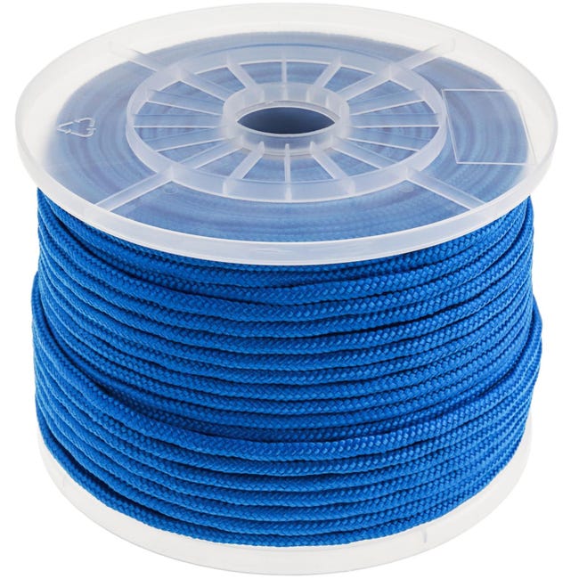 Hummelt SilverLine-Rope Corde Polyester 6 Mm 50 M Blanc/Bleu - Rouleau Résistant Pour Voile, Camping Et Fixation