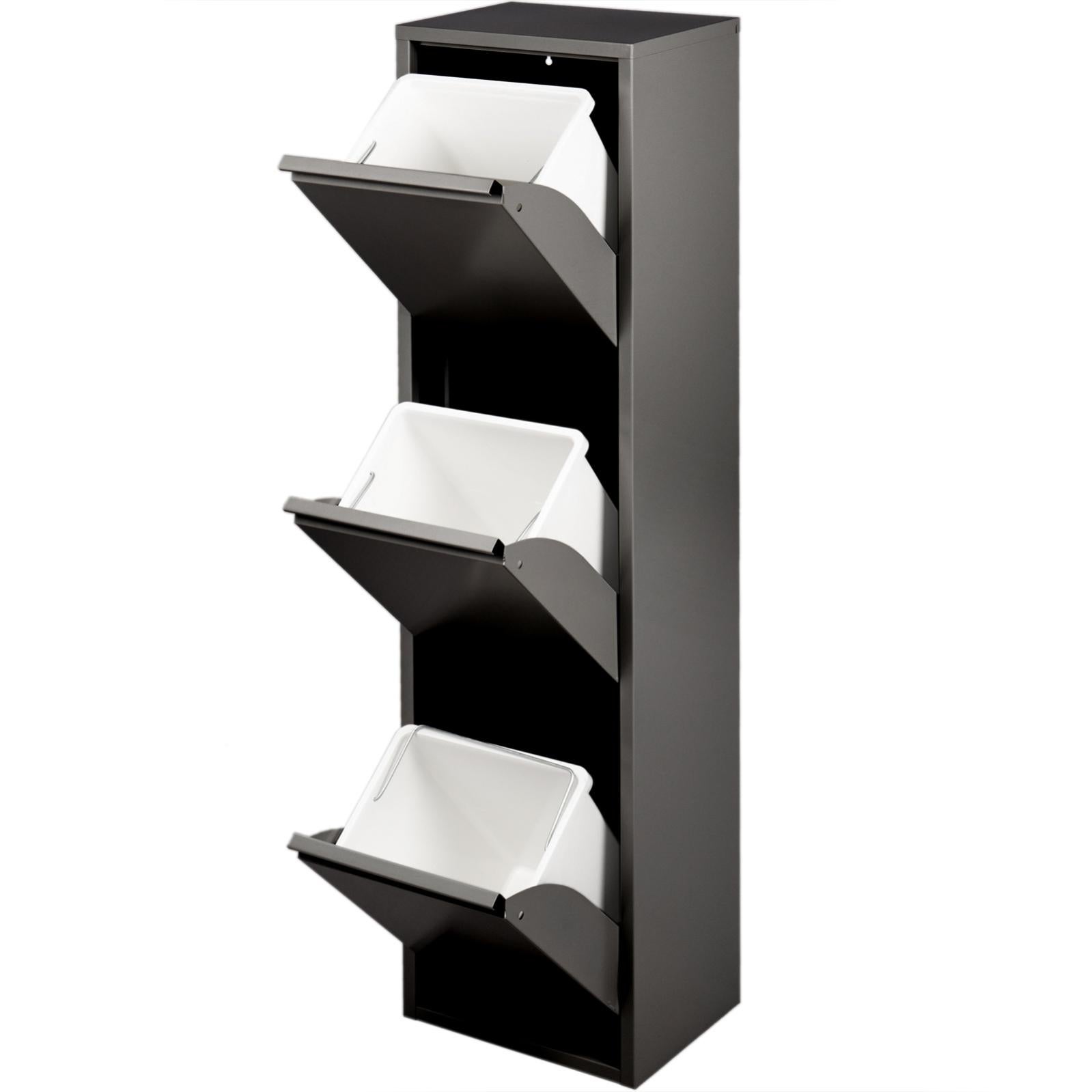 Pattumiera 3 Scomparti Differenziata - 75L Totali - Colore Tortora - Per Casa E Ufficio - Foto 5