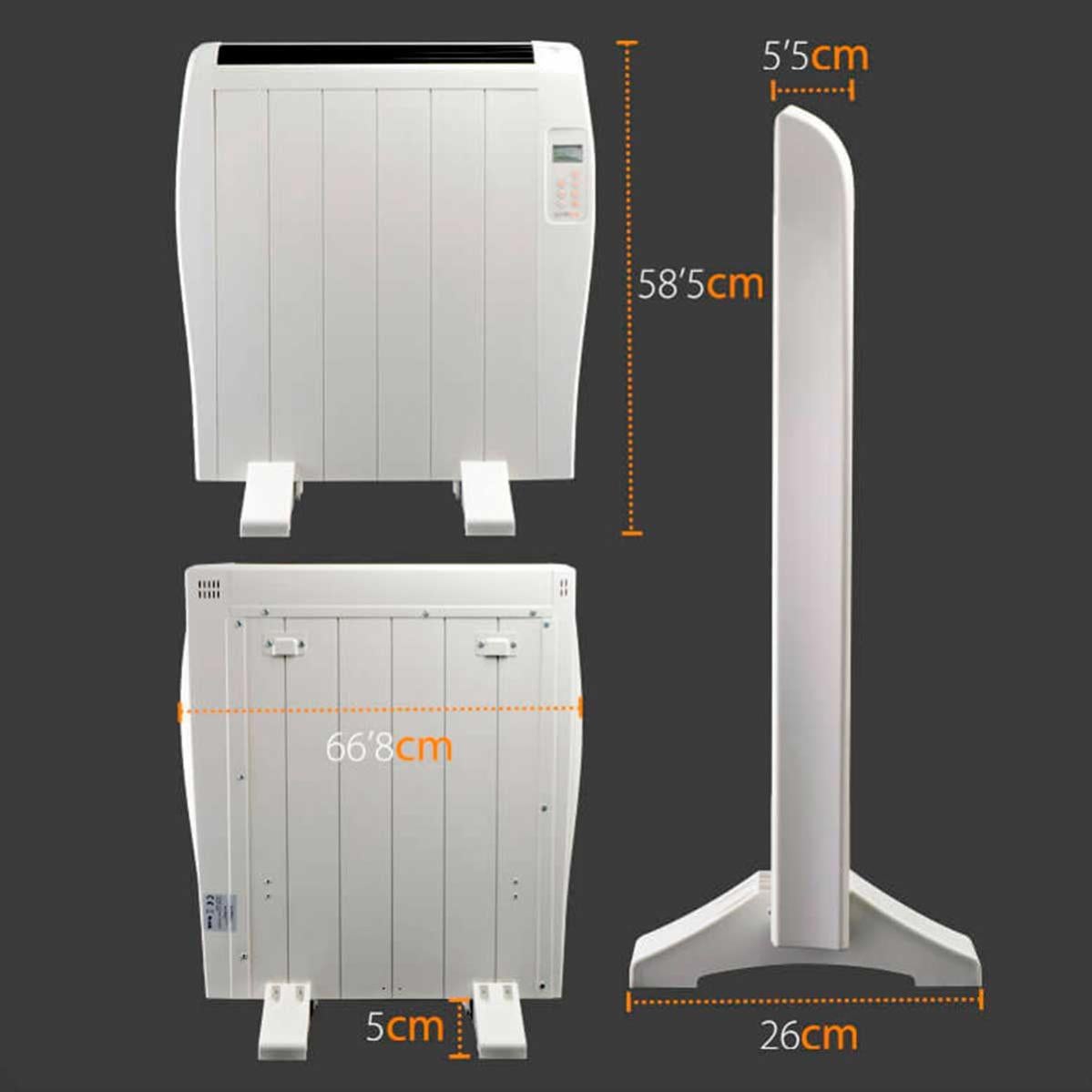 Gridinlux Radiador Eléctrico 6 Elementos 900W Emisor Térmico Bajo Consumo Mando a distancia Programable LED | Leroy Merlin