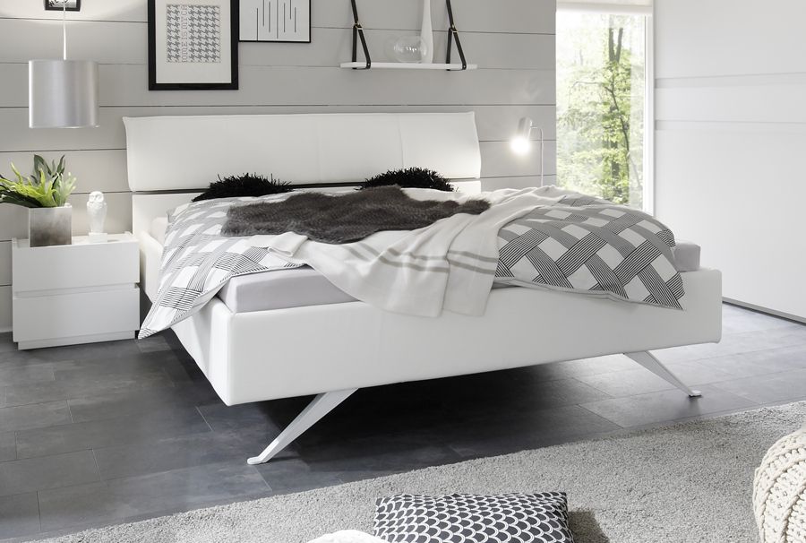 Letti imbottiti, letto in ecopelle bianca, Zenzero Shop, ZLCRXLETCOSMOBI