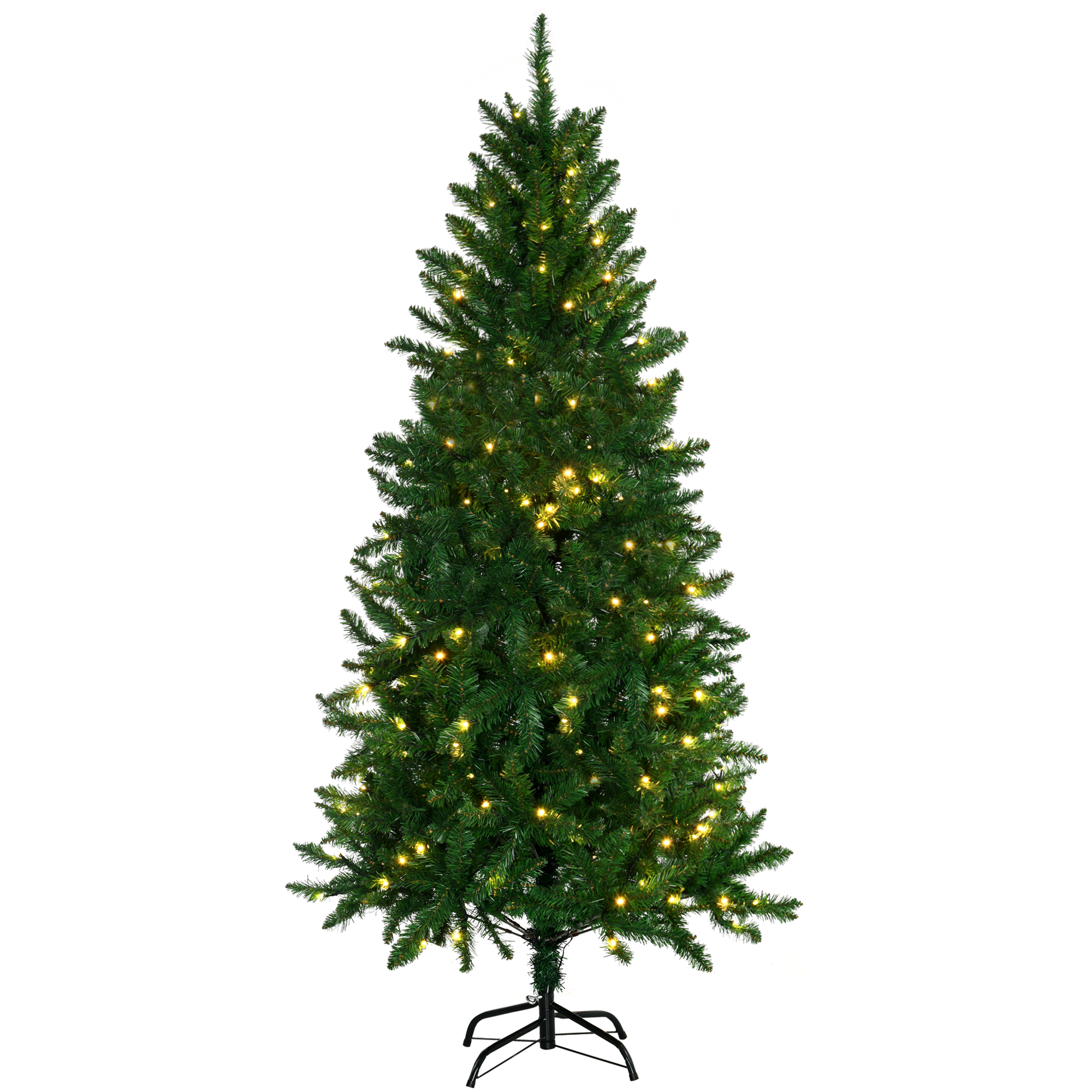 Árvore de Natal HOMCOM Verde e Branco PVC, Metal Ø140x225cm_830-321