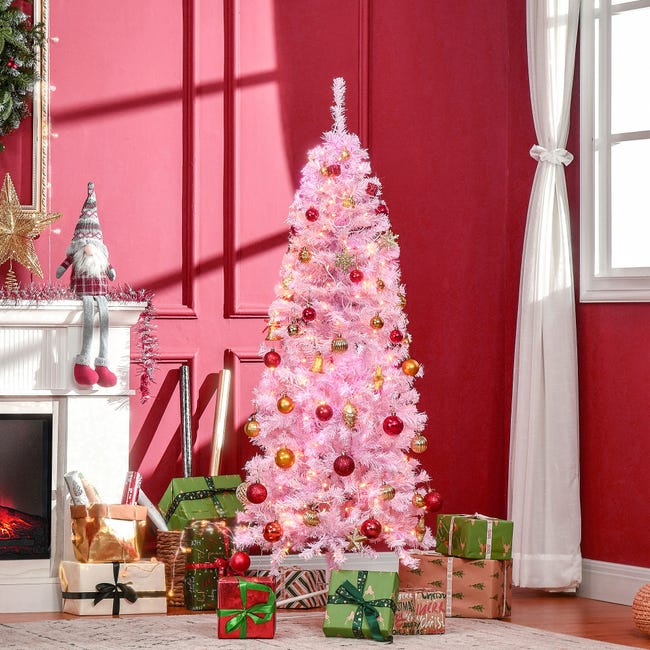 Árvore de Natal Rosa Decorativa de Natal Nórdica Árvore Ornamentos de  Proteção Artificial Simulação Vermelha Para Enfeites de Decoração de  Interiores Criatividade Luxo-A1 2,4m The New : : Casa